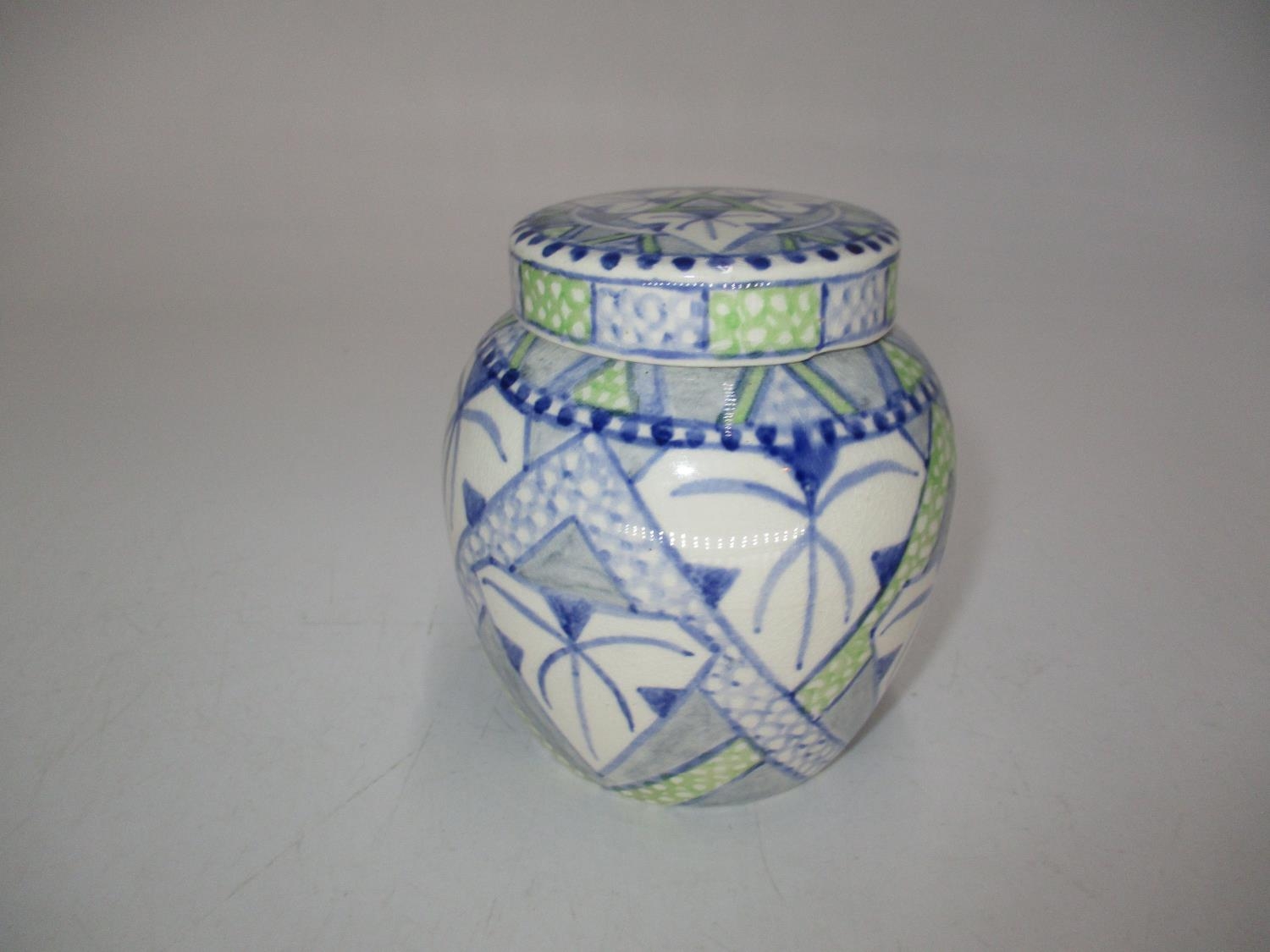 Scottish Hand Painted Jar with Cover by GM LN 1940, 10cm