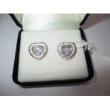 Pair of 9K White Gold Earrings in the Shape of a Heart
