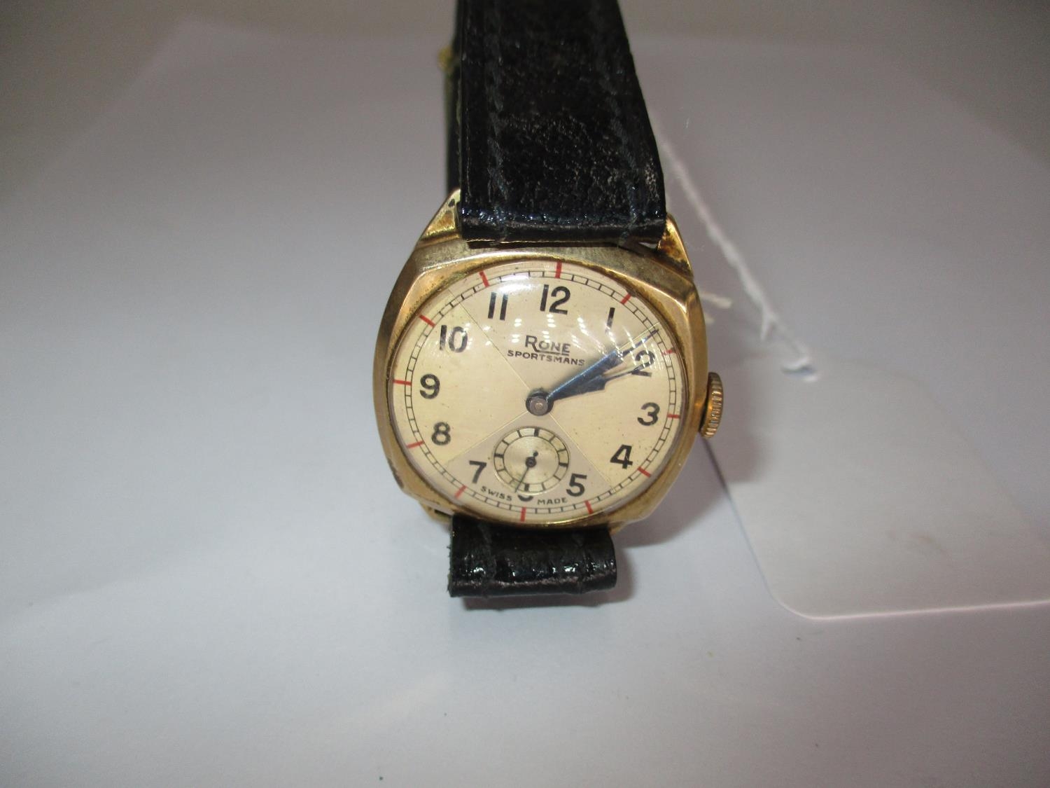 Gents 9ct Gold Rone Sportsmans Wristwatch