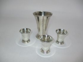 Continental White Metal Beaker and 3 Small Cups, 158g total