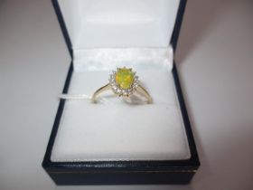 9ct Gold Opal and White Topaz Ring