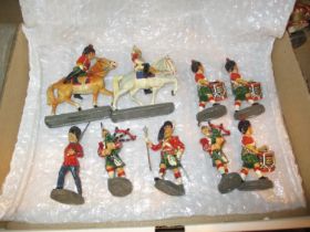 Six Elastolin Pipe Band Figures and 3 Others