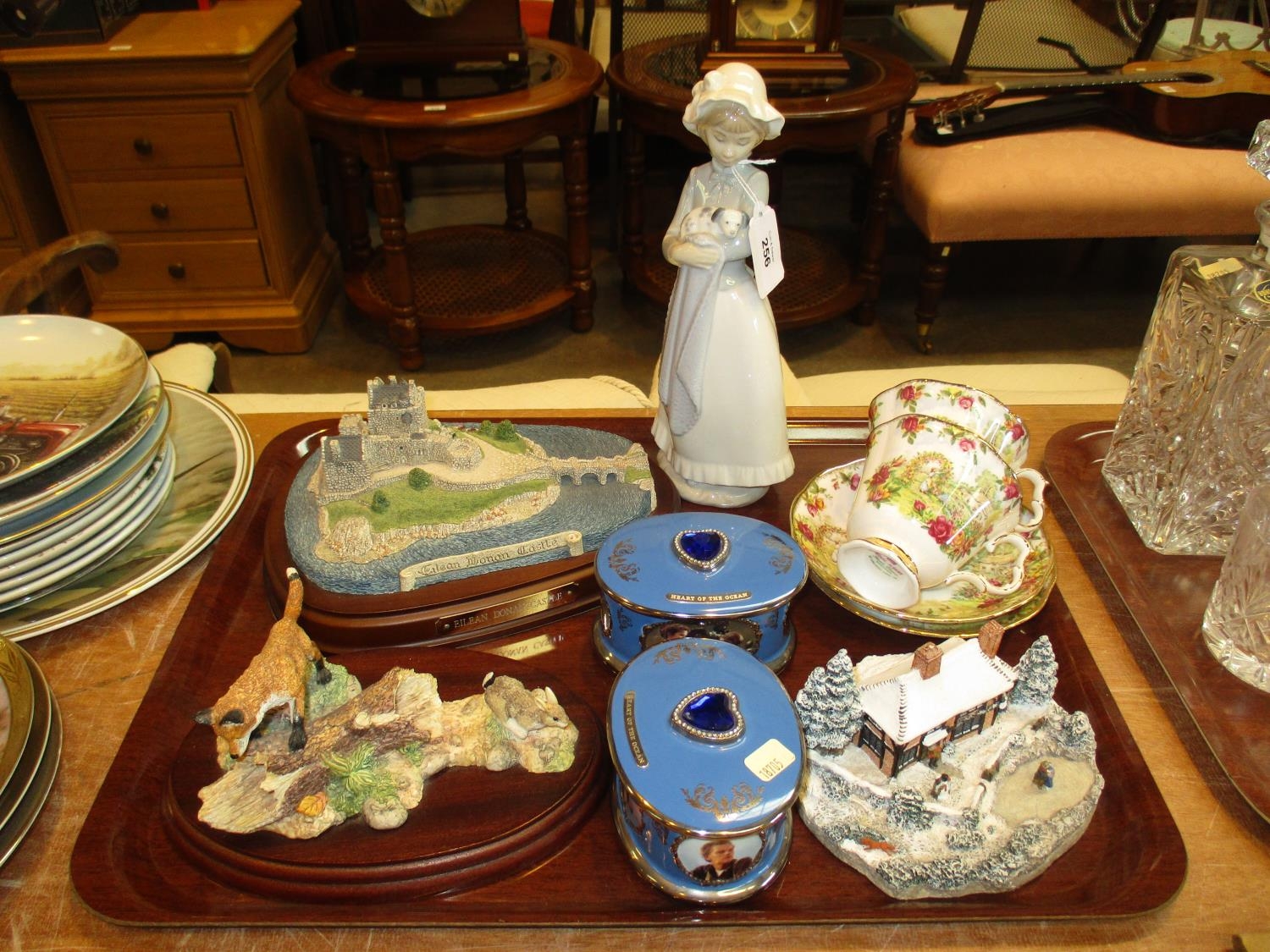 Border Fine Arts Fox and Hare, Nao Figure, Pair of Royal Albert Cups and Saucers etc