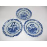 Three Late 18th/Early 19th Century Chinese Export Porcelain Blue and White Dishes, 23cm