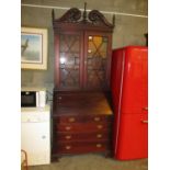 Reproduction Mahogany Bureau Bookcase, 96cm