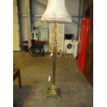Victorian Brass Corinthian Pillar Adjustable Height Standard Lamp with Shade