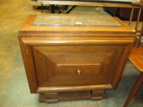 Art Deco Oak and Marble Top Side Cabinet, 70x66x32cm
