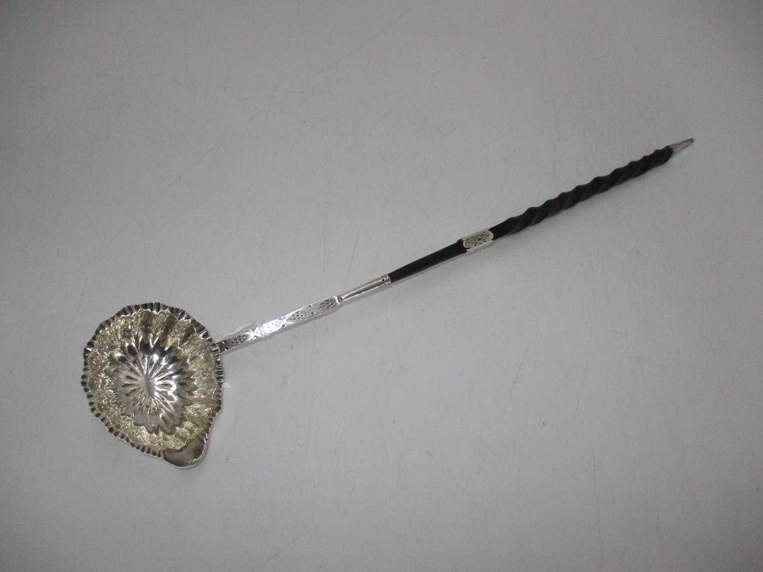 19th Century White Metal and Whale Bone Handle Toddy Ladle