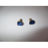 Pair of 9ct Gold and Blue Stone Ear Studs