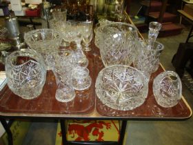 Two Crystal Baskets, 6 Vases, Scent Bottle, Decanter and Jam Pot