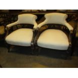 Pair of Late Victorian Horseshoe Back Occasional Chairs