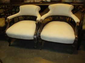 Pair of Late Victorian Horseshoe Back Occasional Chairs