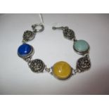 Ornate Silver and Stone Set Bracelet