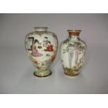 Two Miniature Satsuma Pottery Vases, 9.5 and 9cm