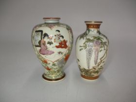 Two Miniature Satsuma Pottery Vases, 9.5 and 9cm