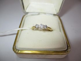 18ct Gold 3 Stone Diamond Ring, total diamond weight 0.34ct, 3.08g, Size P