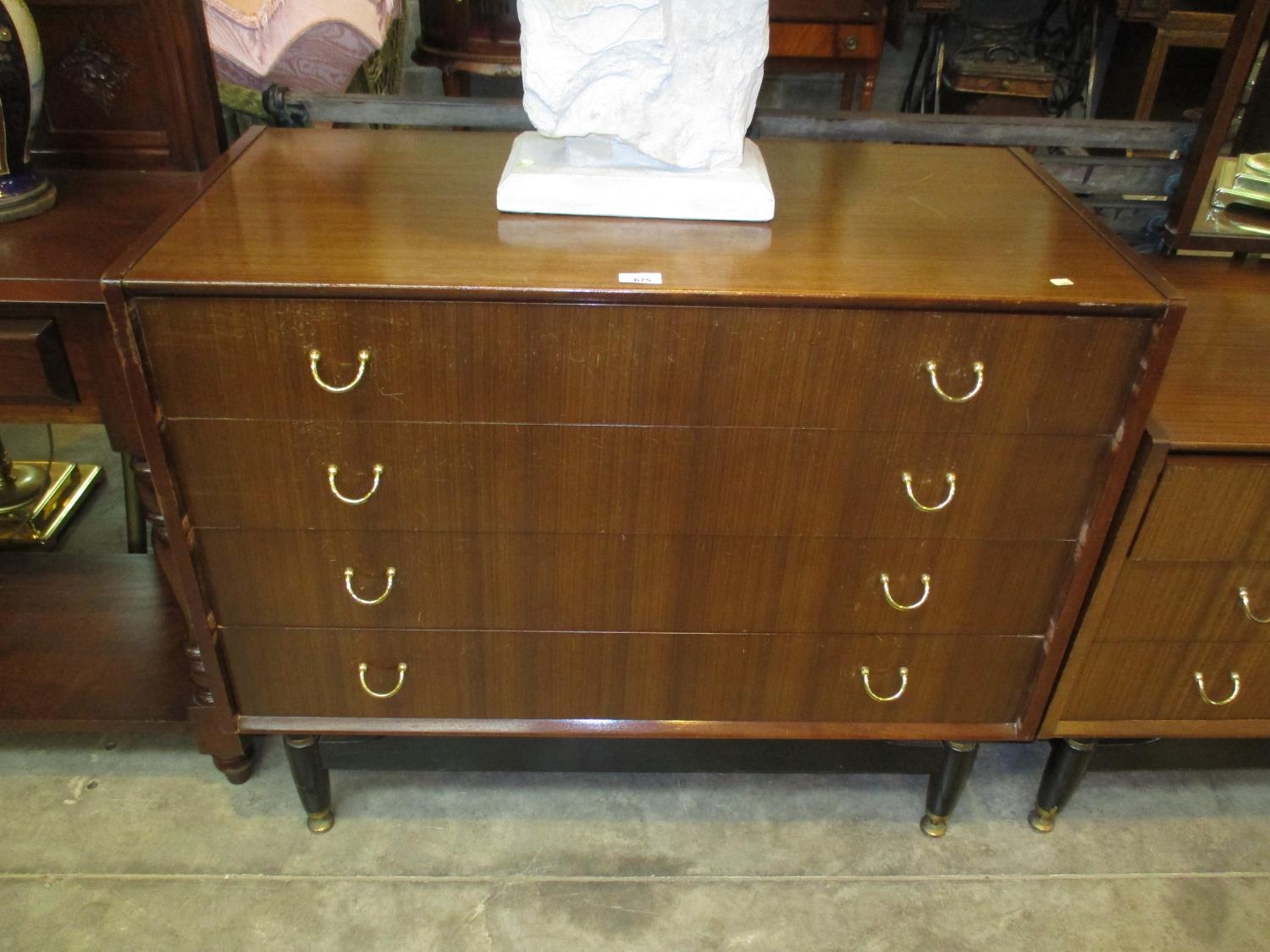 G Plan Mahogany and Ebonised Chest of 4 Drawers, 96cm