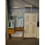 Two Door Wardrobe, 2 Bedside Cabinets, 3 Chairs, Student Desk and a Pine Single Bed