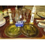 Doulton Silicone Jug and Vase, Wedgwood Trinket Box, Lenox Candlesticks and 2 Rabbie Burns Plaques