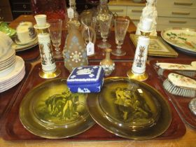 Doulton Silicone Jug and Vase, Wedgwood Trinket Box, Lenox Candlesticks and 2 Rabbie Burns Plaques