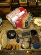 Selection of Wooden Items, Coasters, Woven Bowl, Napkins etc
