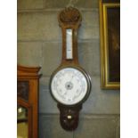 Carved Oak Case Aneroid Barometer