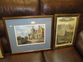 Framed Illustrated London News Fire at Cortachy Castle, along with a James McIntosh Patrick Print of
