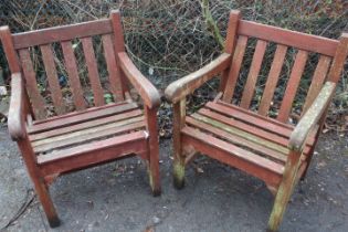 TWO HARDWOOD GARDEN / PATIO CHAIRS