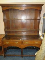 A DARK OAK KITCHEN DRESSER