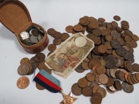 A SMALL BOX OF COINAGE TO INCLUDE 39-/STAR