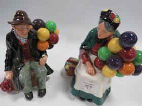 A ROYAL DOULTON "THE OLD BALLOON SELLER" TOGETHER WITH THE BALLOON MAN A/F (BALLOON MAN HAS A BROKEN