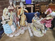 TWO LARGE CONTINENTAL CERAMIC TABLEAUS A/F