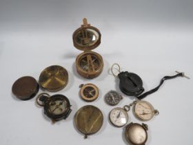 TRAY OF 11 COMPASSES FOR SPARES AND REPAIRS