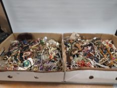 TWO TRAYS OF VINTAGE AND MODERN COSTUME JEWELLERY