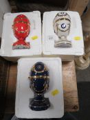 THREE BRADFORD GROUP RAF / AIRCRAFT THEMED JEWELED COLLECTOR EGGS IN ORIGINAL PACKING