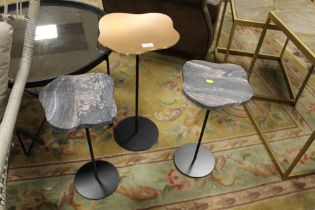 THREE MODERN MARBLE EFFECT LAMP TABLES