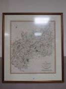 A FRAMED MAP OF GLOUCESTERSHIRE - AFTER CARY, TOGETHER WITH TWO MODERN LARGE PRINTS (3)