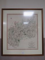 A FRAMED MAP OF GLOUCESTERSHIRE - AFTER CARY, TOGETHER WITH TWO MODERN LARGE PRINTS (3)