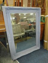 A LARGE MODERN GREY VICTORIAN STYLE WALL MIRROR - 115 X 84 CM