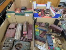 FOUR SMALL TRAYS OF ASSORTED MODEL TOY CARS ETC A/F