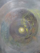 A FRAMED MIXED MEDIA ON CANVAS SIGNED LOWER RIGHT ERIC CHARLES JONES ENTITLED VORTEX VISION A/F