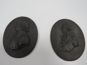 TWO WEDGWOOD BASALT STYLE PLAQUES OF NELSON AND JOSIAH WEDGWOOD