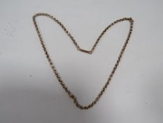 A YELLOW METAL BELCHER CHAIN STAMPED 9CT TO CLASP