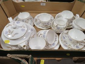 TRAY OF ROYAL WORCESTER "BLUE POPPY " TEA WARE