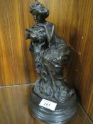 A MODERN BRONZE FIGURE OF GIRL WITH DRAGON SIGNED MIRVAL
