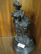 A MODERN BRONZE FIGURE OF GIRL WITH DRAGON SIGNED MIRVAL