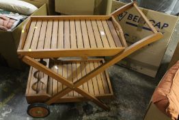 A TEAK GARDEN TROLLEY