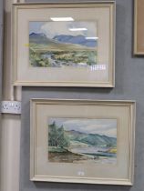 A PAIR OF FRAMED R. MACDONALD ROSS WATERCOLOURS 31 X 46 CM (2)