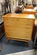 A RETRO TEAK ALFRED COX FIVE DRAWER CHEST - W 87 CM