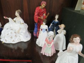 SIX ASSORTED ROYAL DOULTON FIGURES TO INCLUDE "MY LOVE" HN239 , "MELODY" "TOOTLES" ETC AND A